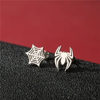 Spider and Cobweb Shape Stud Earrings