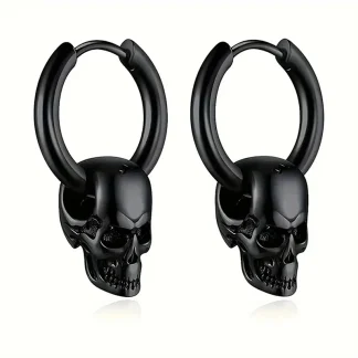 Gothic Hoop Earrings with Skull Design