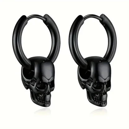 Gothic Hoop Earrings with Skull Design