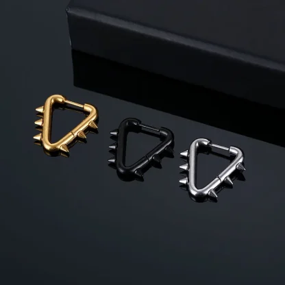 Huggie Hinged Earrings with Spike Decor - Image 10