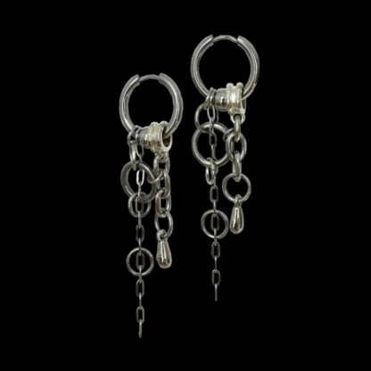 Punk Style Earrings with Multi Chain Design - Image 5
