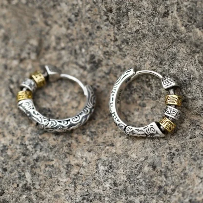 Statement Hoop Earrings with Carved Design - Image 5