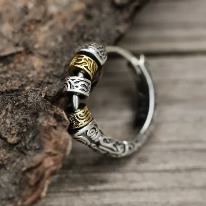 Statement Hoop Earrings with Carved Design - Image 4