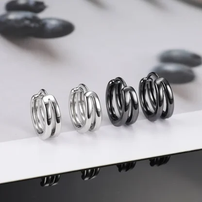 Trendy Double Ring Hoop Earrings - Image 3