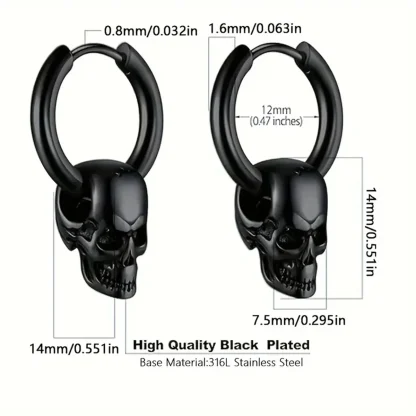 Gothic Hoop Earrings with Skull Design - Image 6