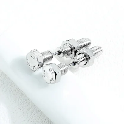 Stylish Stud Earrings with Screw Bolt Design - Image 5