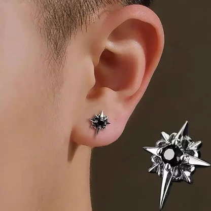 Intricate Stud Earrings with Star Design - Image 3