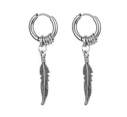 Bold Earrings with Feather Shape Decor - Image 6