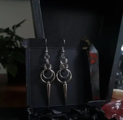 Bold Dangle Earrings with Spike Design - Image 2