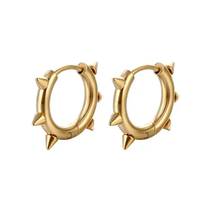 Huggie Hinged Earrings with Spike Decor - Image 8