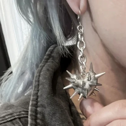 Dangle Heart Earrings with Spike Design