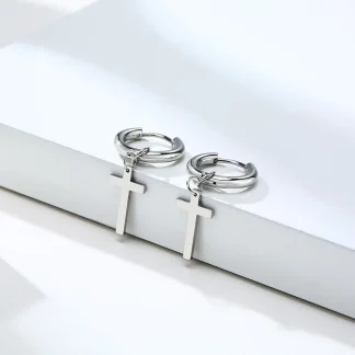 Classic Hoop Earring with Cross Charm