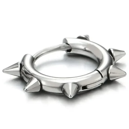 Huggie Hinged Earrings with Spike Decor - Image 3