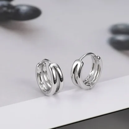 Trendy Double Ring Hoop Earrings - Image 2