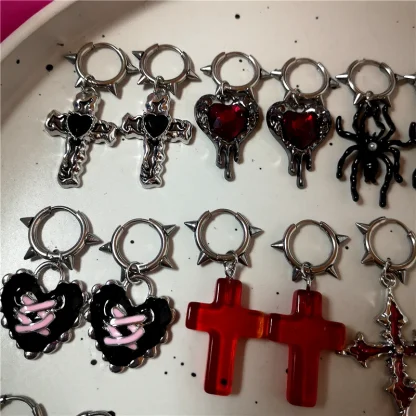 Stylish Huggie Earrings with Cross Decor - Image 9