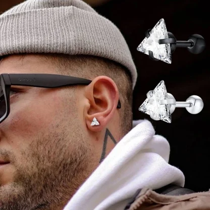 Classic Triangle Stud Earrings with Luxury Design - Image 2